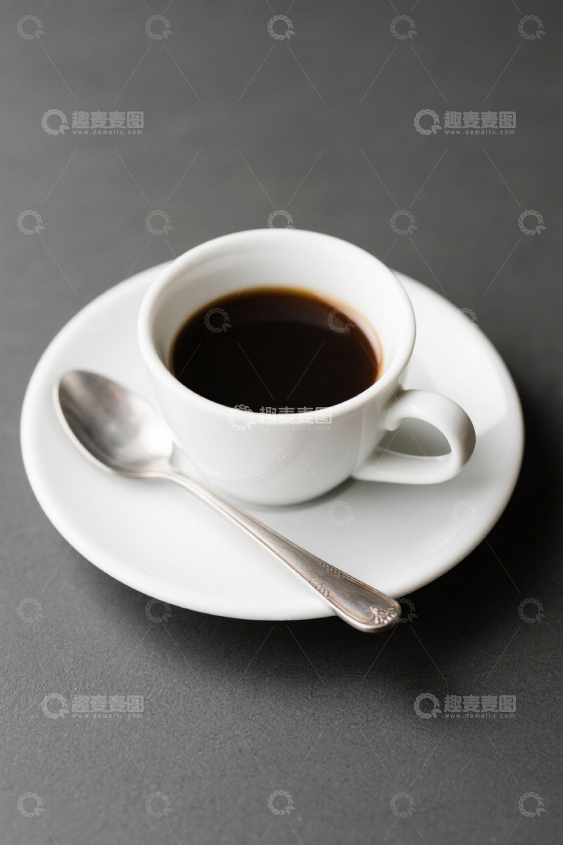 高清大图下载【趣麦麦图】白色咖啡杯与勺子特写