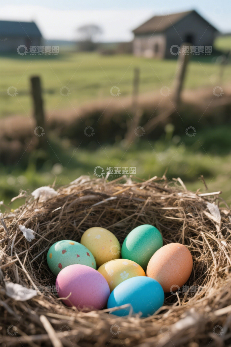 高清大图下载【趣麦麦图】鸟巢中的复活节彩蛋