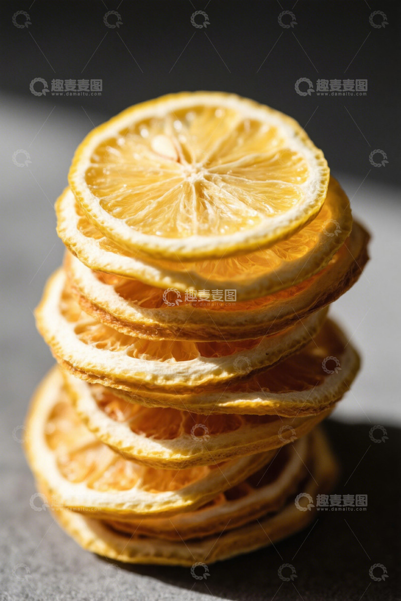 高清大图下载【趣麦麦图】堆叠的干柠檬片特写