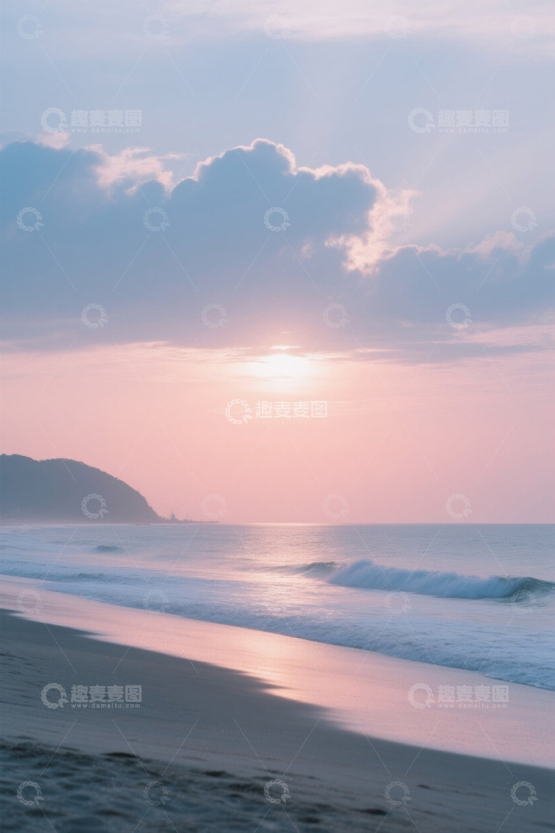 高清大图下载【趣麦麦图】海滩日出自然景观