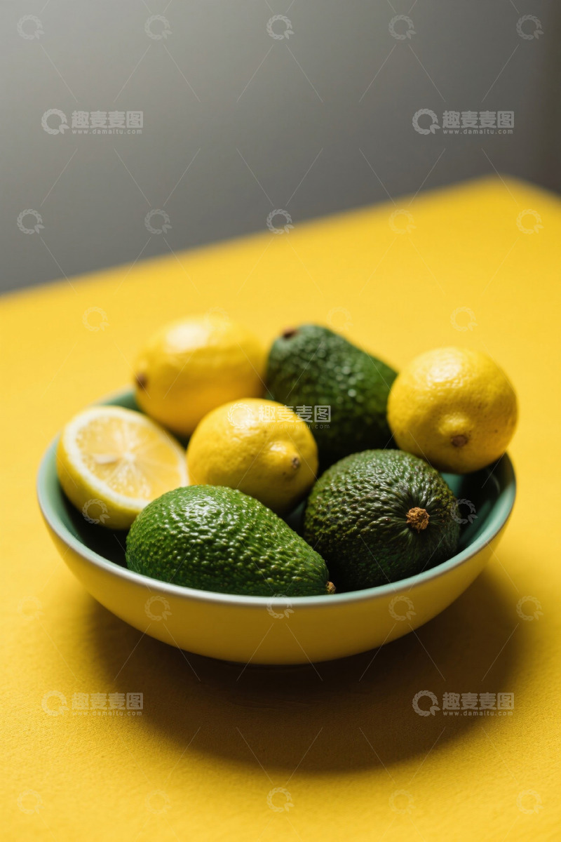 高清大图下载【趣麦麦图】碗中柠檬与牛油果静物