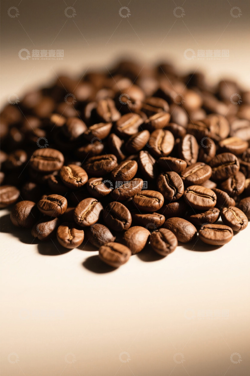 高清大图下载【趣麦麦图】一堆烘焙后的咖啡豆特写