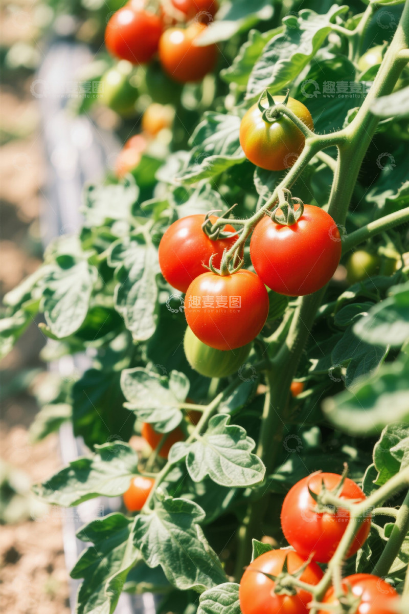 高清大图下载【趣麦麦图】农田里生长的成熟西红柿