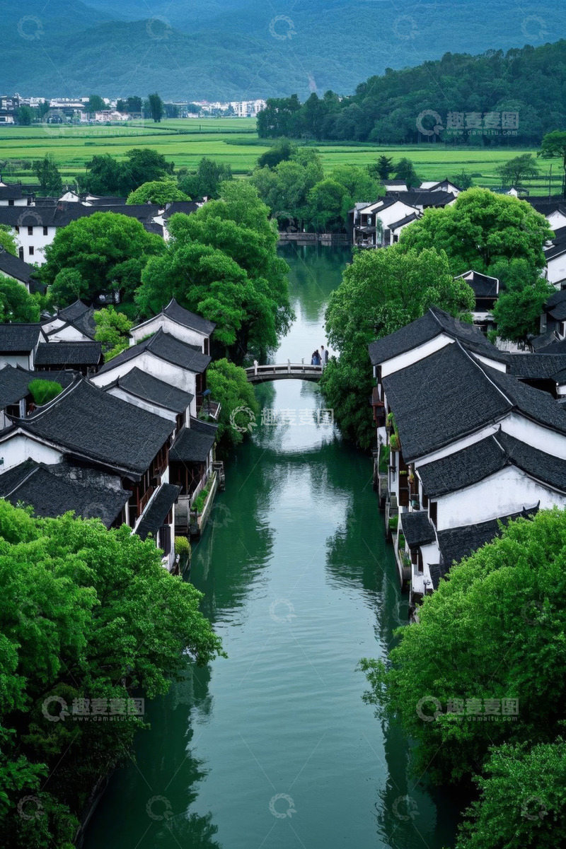 高清大图下载【趣麦麦图】江南水乡民居与河道景观