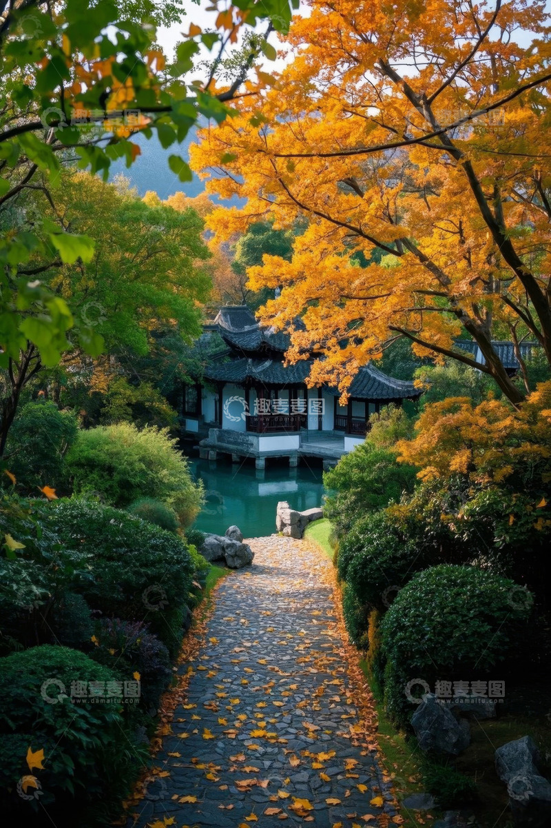 高清大图下载【趣麦麦图】中式园林秋日景致