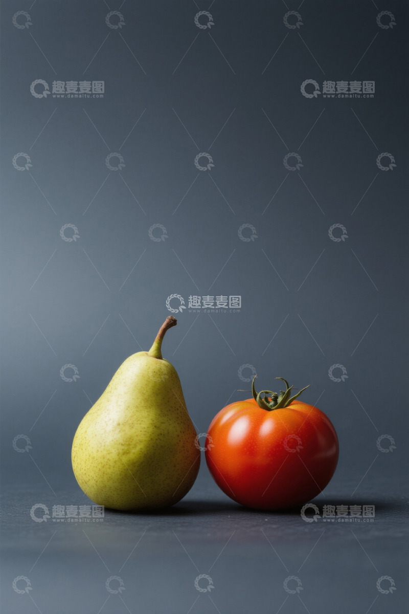 高清大图下载【趣麦麦图】梨与西红柿静物特写