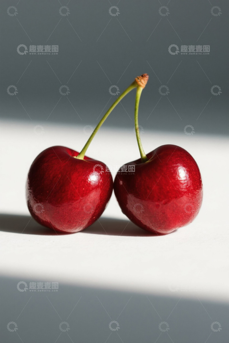 高清大图下载【趣麦麦图】两颗红樱桃特写