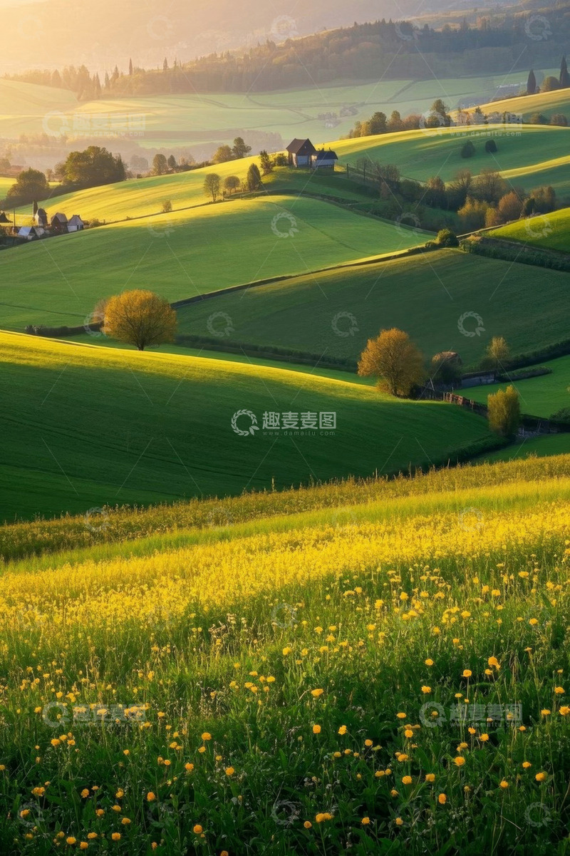 高清大图下载【趣麦麦图】田园乡村绿色田野风光