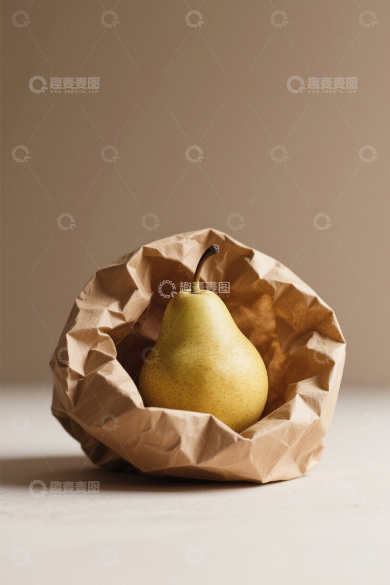 高清大图下载【趣麦麦图】牛皮纸袋中的新鲜梨子