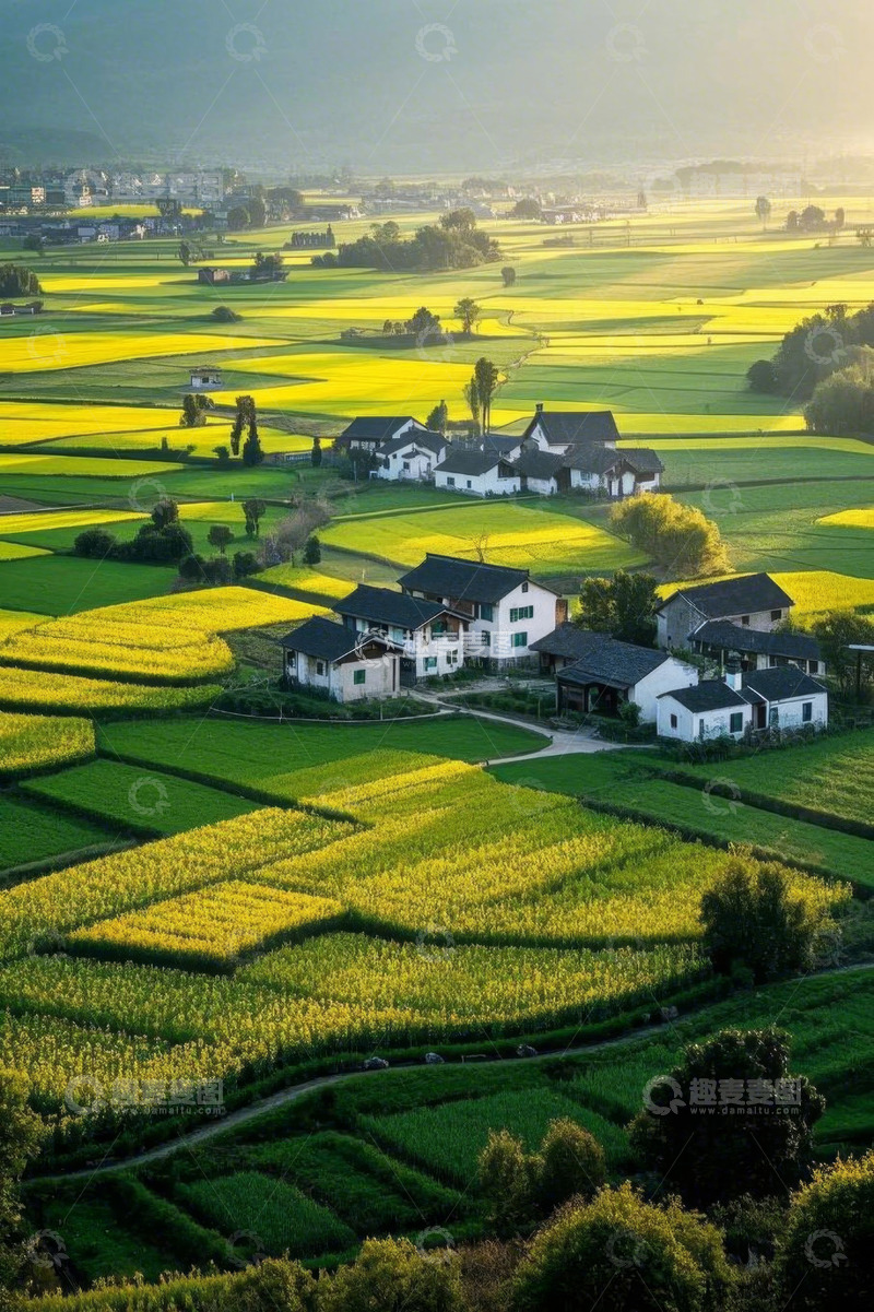高清大图下载【趣麦麦图】乡村田野油菜花农田景观
