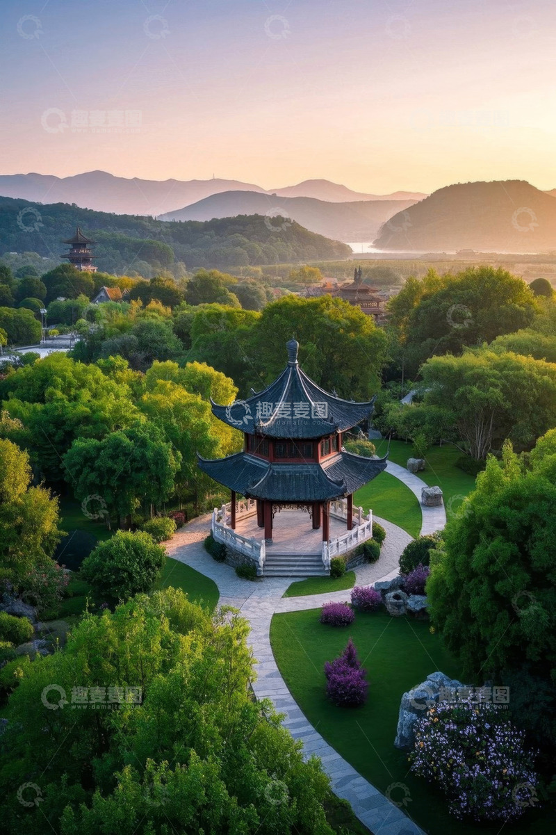 高清大图下载【趣麦麦图】中式园林凉亭自然风光景致