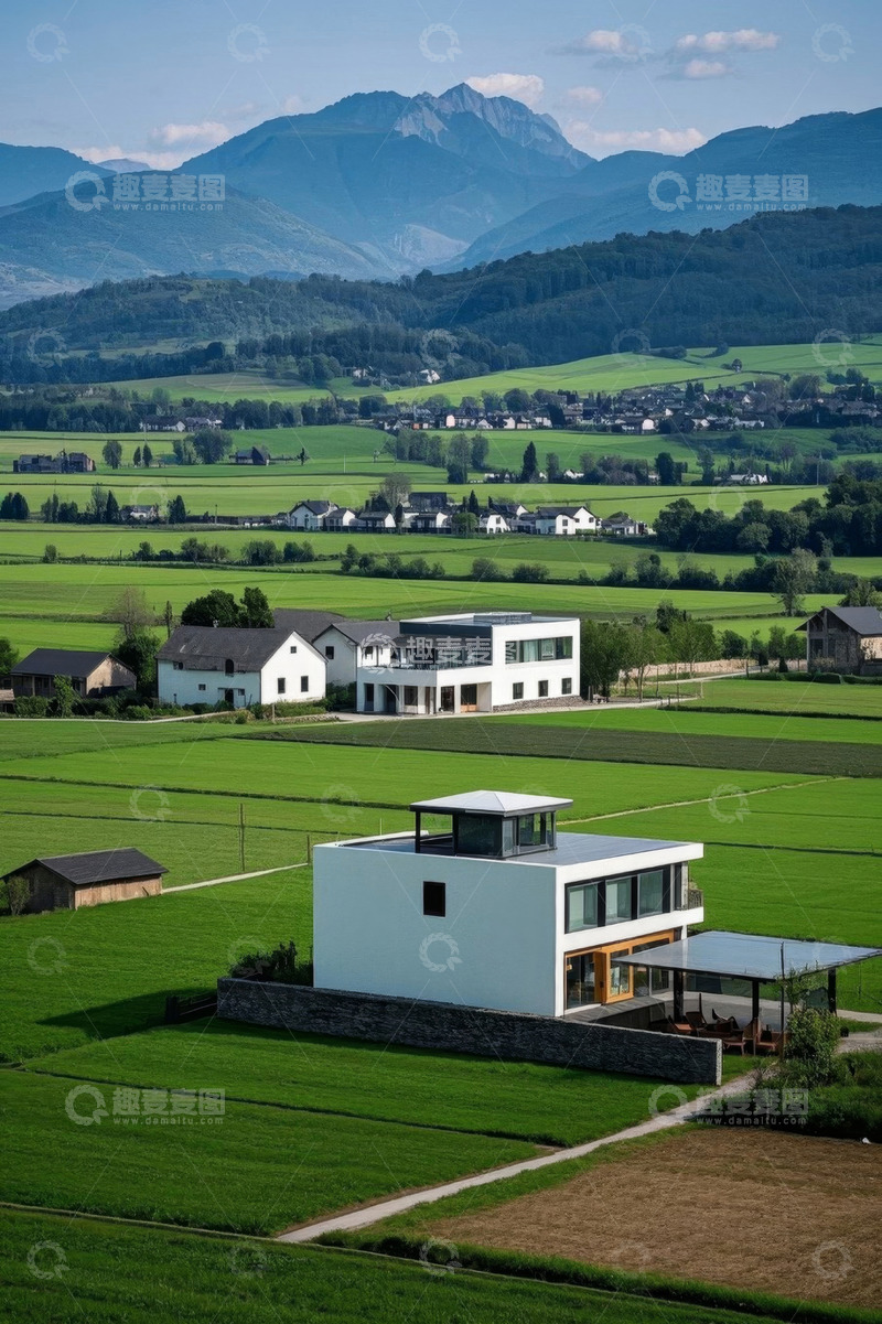 高清大图下载【趣麦麦图】田园乡村现代住宅全景