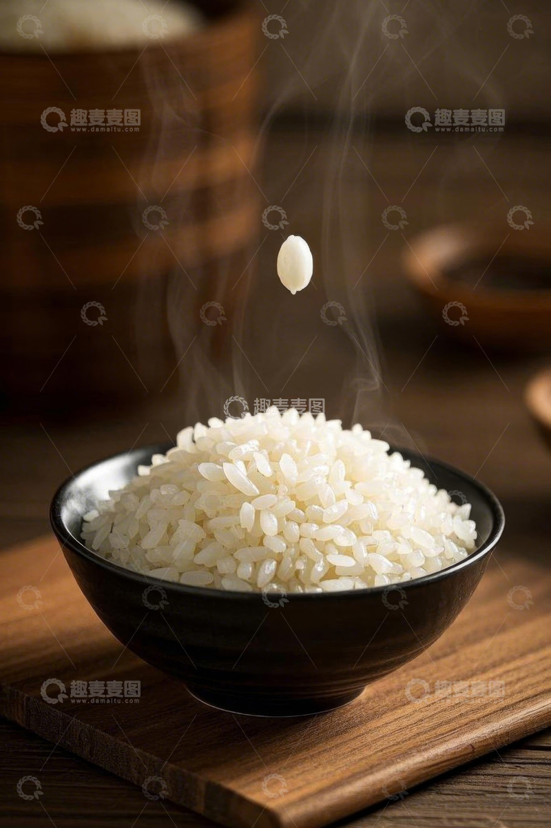高清大图下载【趣麦麦图】一碗热气腾腾的白米饭