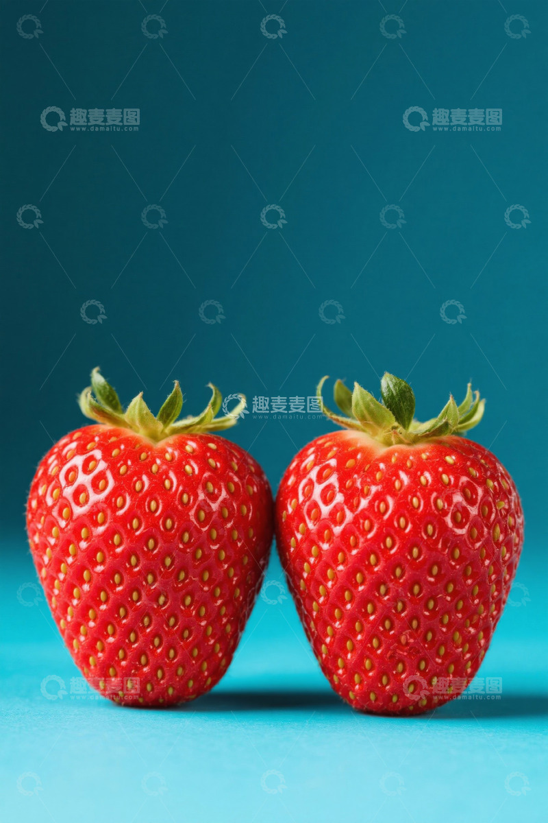 高清大图下载【趣麦麦图】两颗红色草莓特写