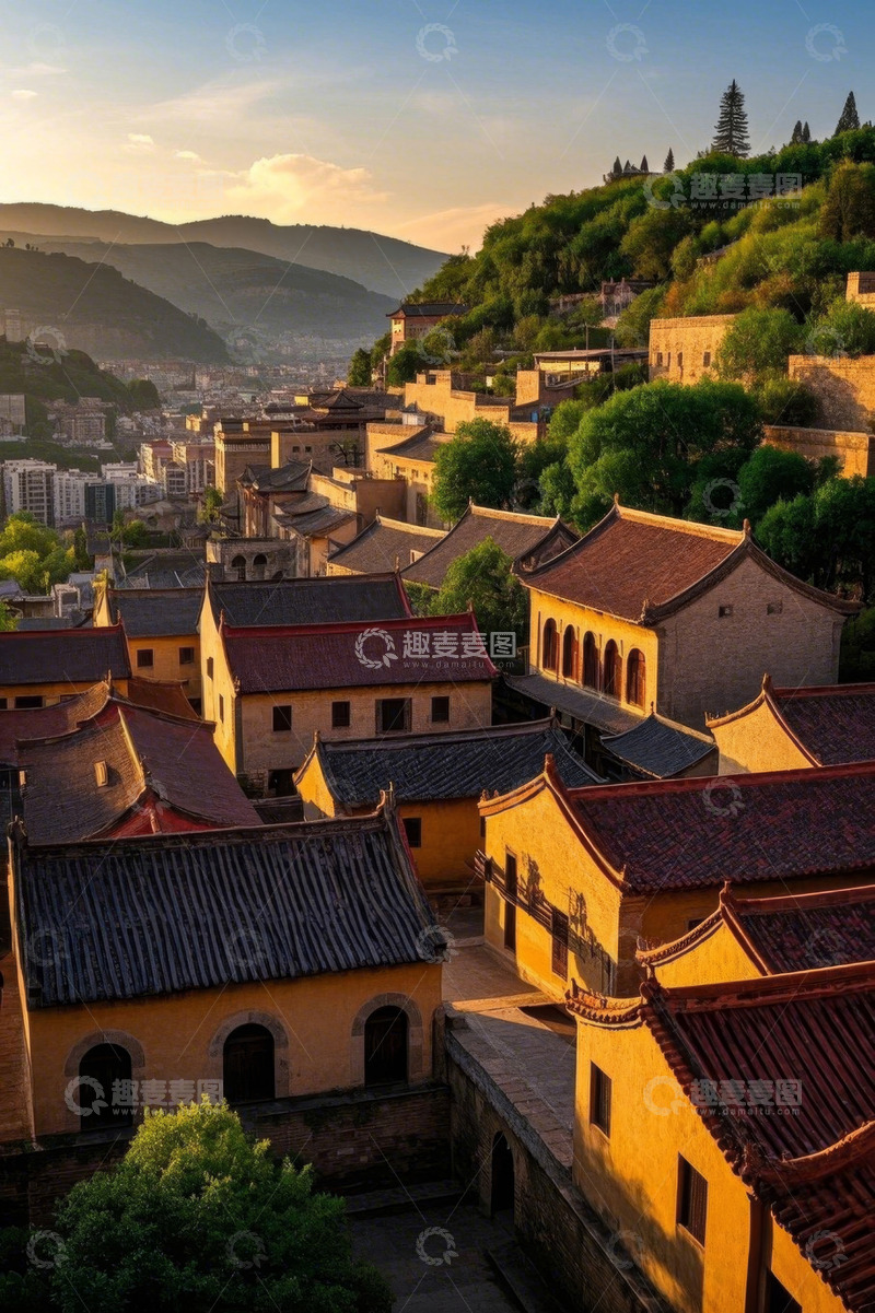 高清大图下载【趣麦麦图】古村落建筑全景