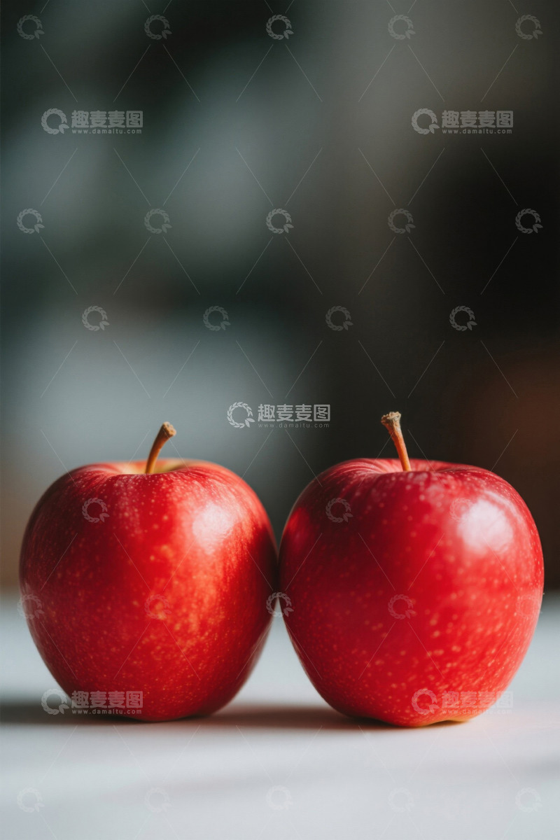 高清大图下载【趣麦麦图】两个红色苹果特写