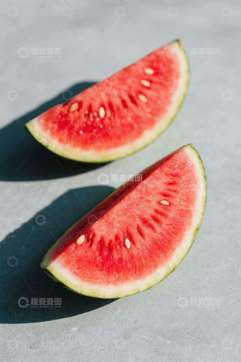 高清大图下载【趣麦麦图】两片切块新鲜西瓜