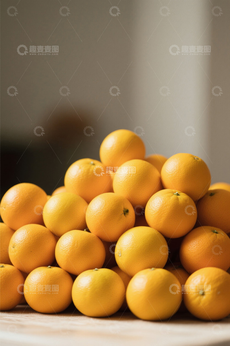 高清大图下载【趣麦麦图】一堆新鲜橙子摆放在桌面