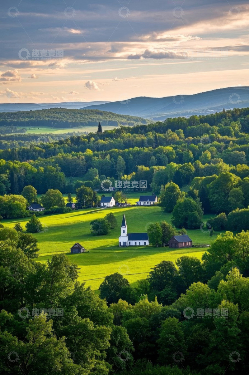 高清大图下载【趣麦麦图】乡村森林田园风光全景