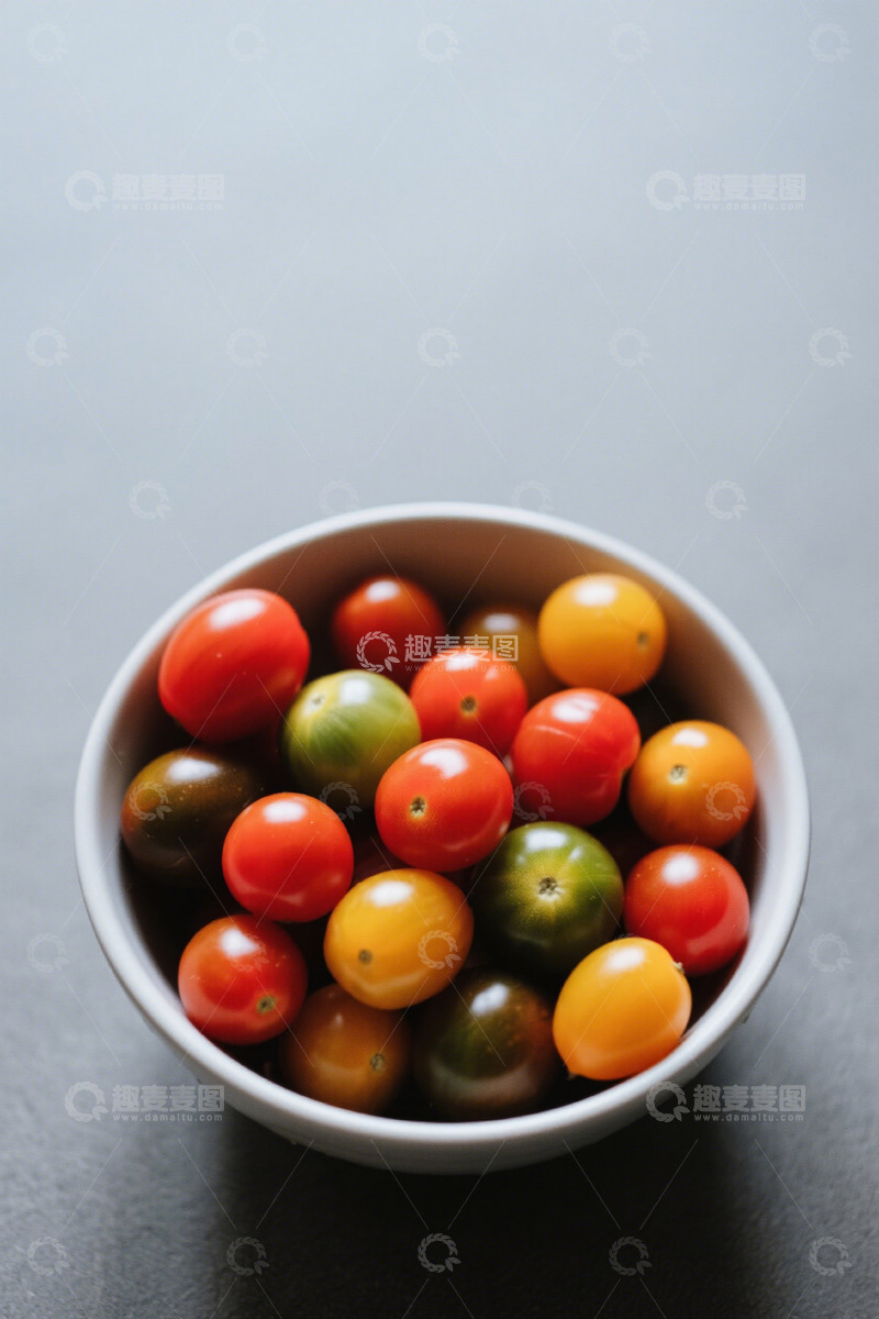 高清大图下载【趣麦麦图】碗装多彩小番茄静物图