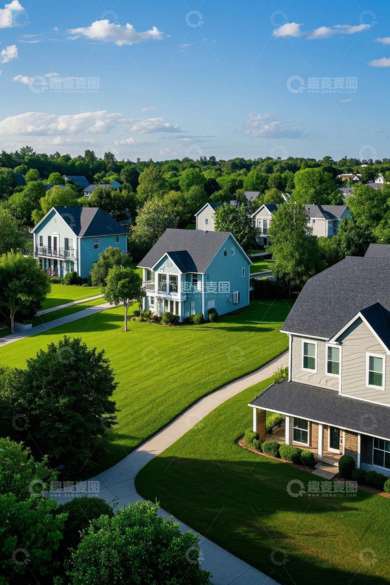 高清大图下载【趣麦麦图】航拍住宅区景观
