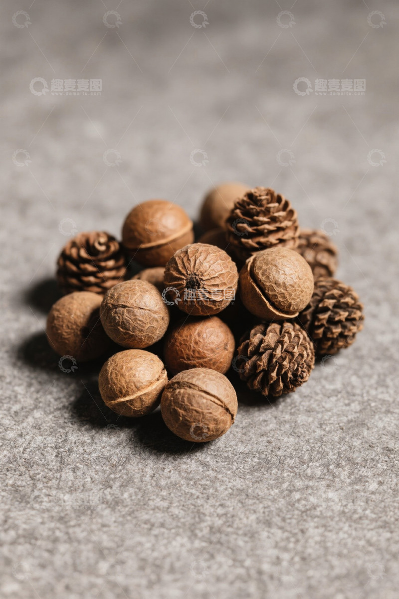 高清大图下载【趣麦麦图】坚果与松果静物特写