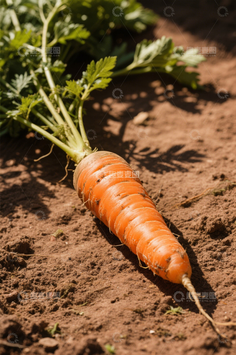 高清大图下载【趣麦麦图】泥土上的新鲜胡萝卜