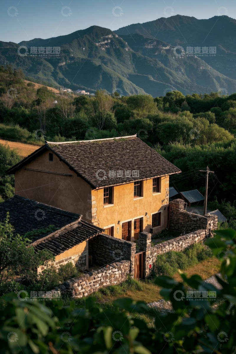 高清大图下载【趣麦麦图】山间乡村小屋自然风光