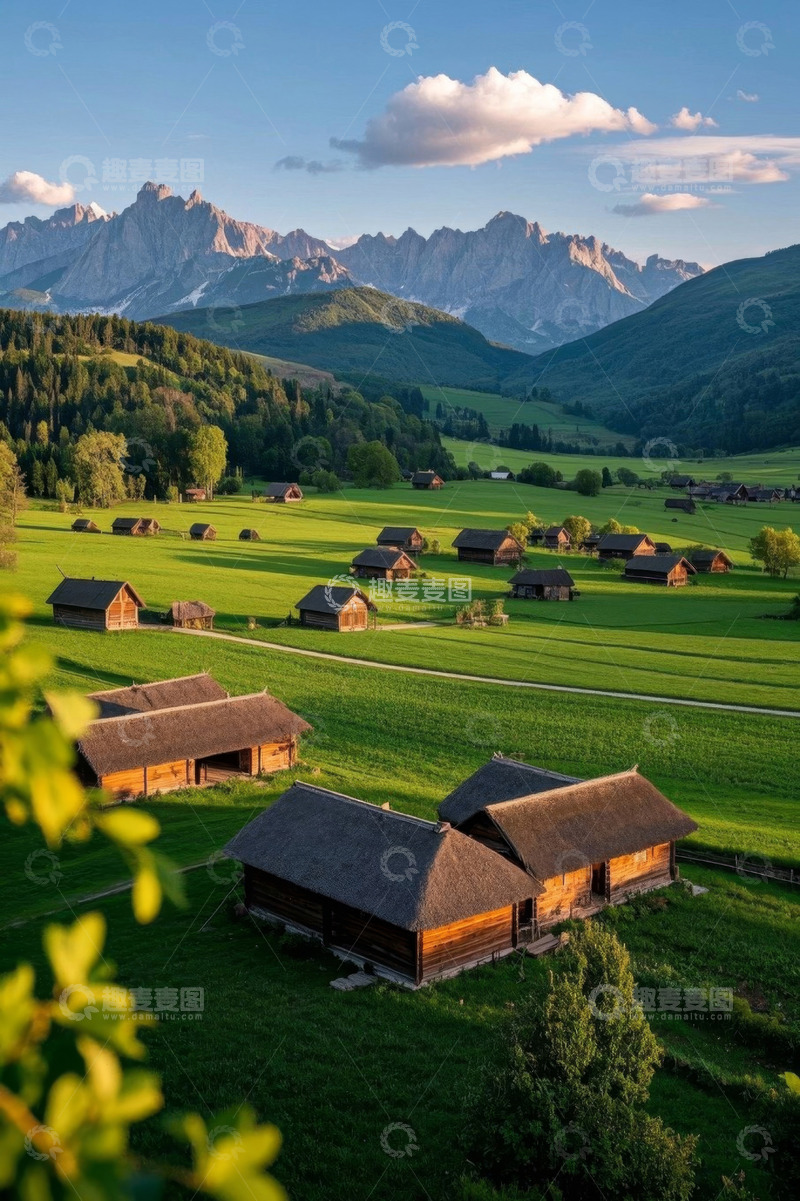 高清大图下载【趣麦麦图】山野间的乡村田园风光