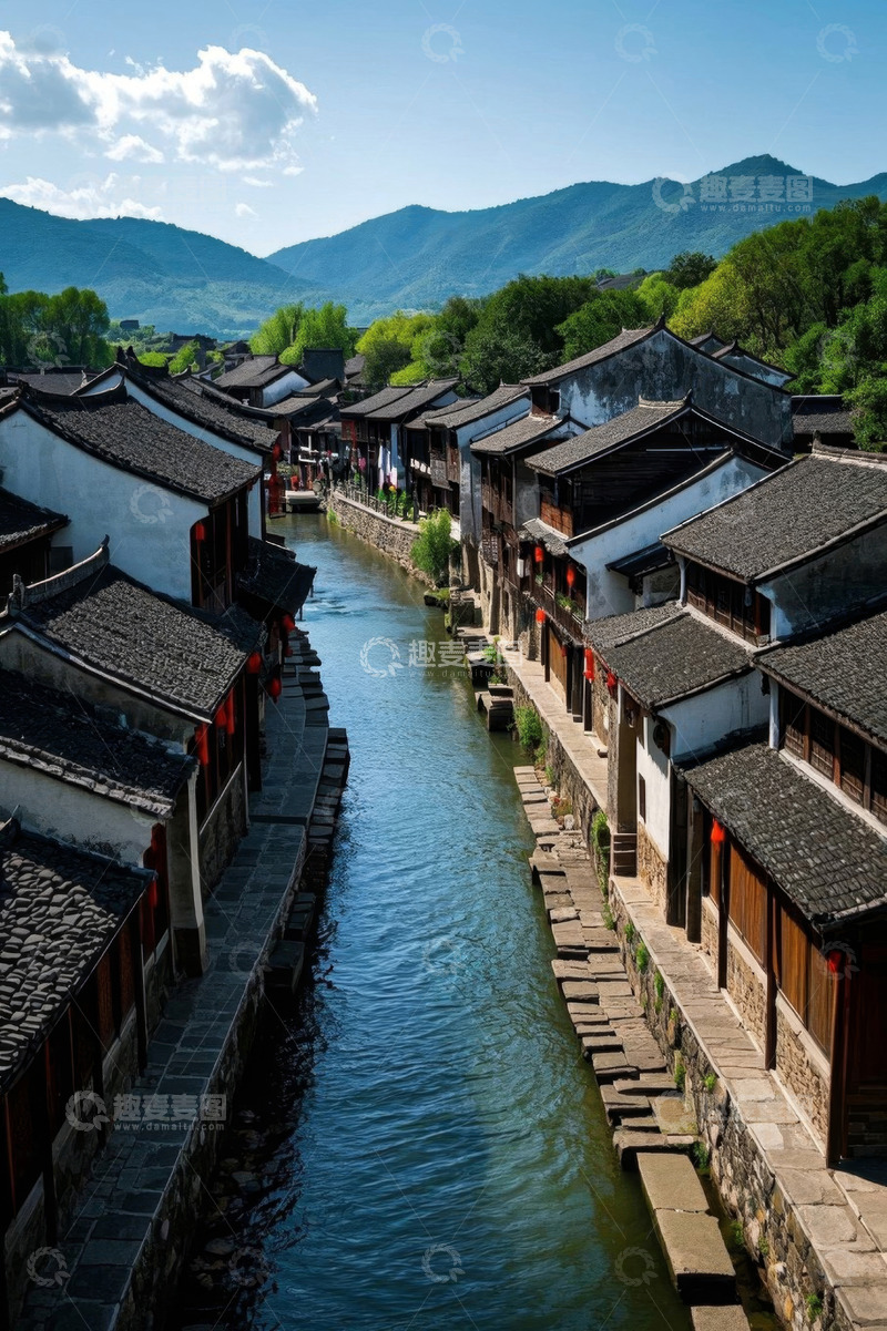高清大图下载【趣麦麦图】江南水乡沿河古建筑景观