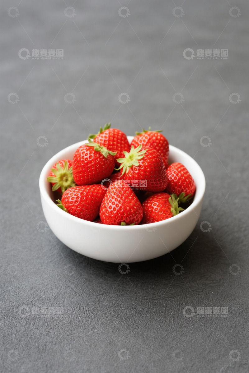 高清大图下载【趣麦麦图】白色碗中盛放的新鲜草莓