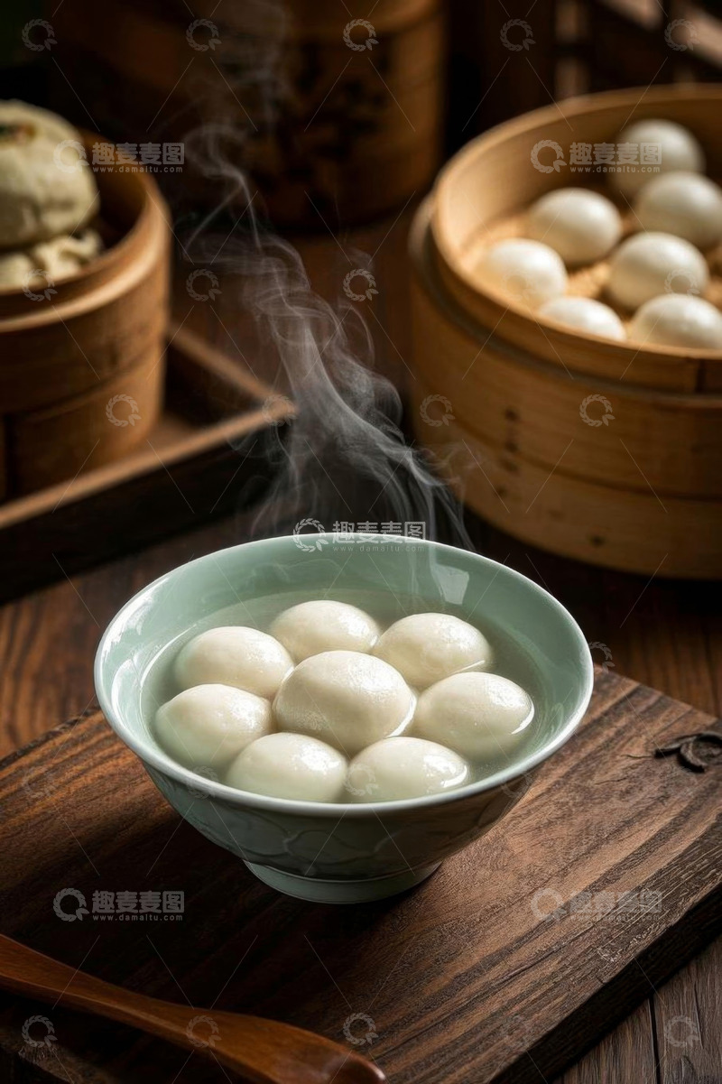 高清大图下载【趣麦麦图】碗装热气腾腾手工汤圆