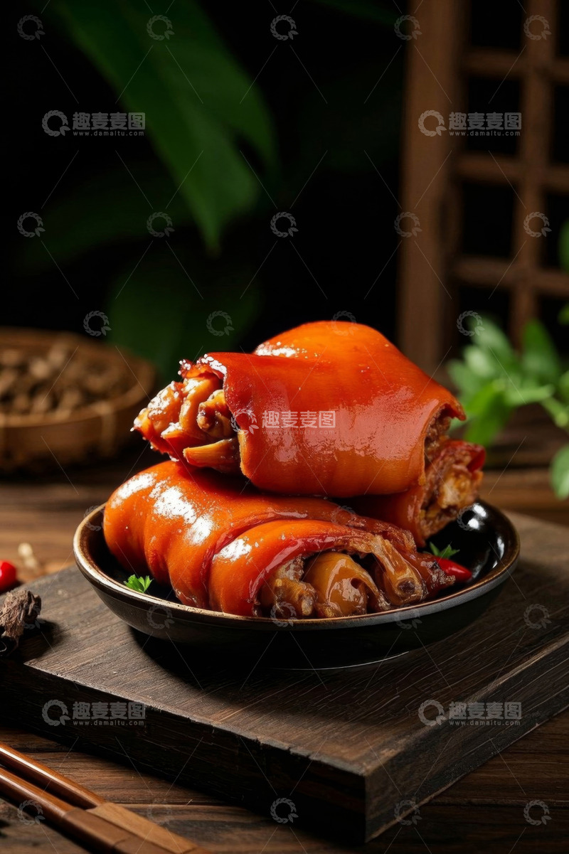 高清大图下载【趣麦麦图】中式卤猪蹄特写