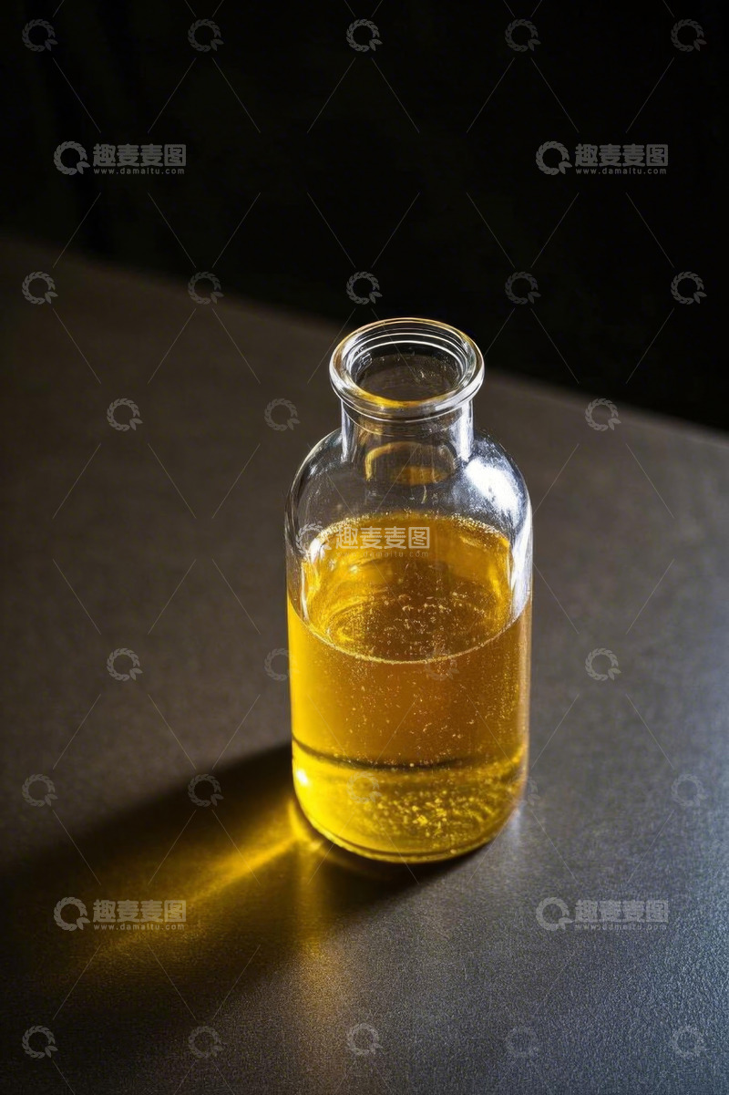 高清大图下载【趣麦麦图】玻璃瓶中黄色液体特写