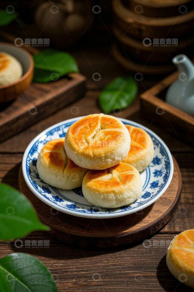 高清大图下载【趣麦麦图】中式点心苏氏月饼特写