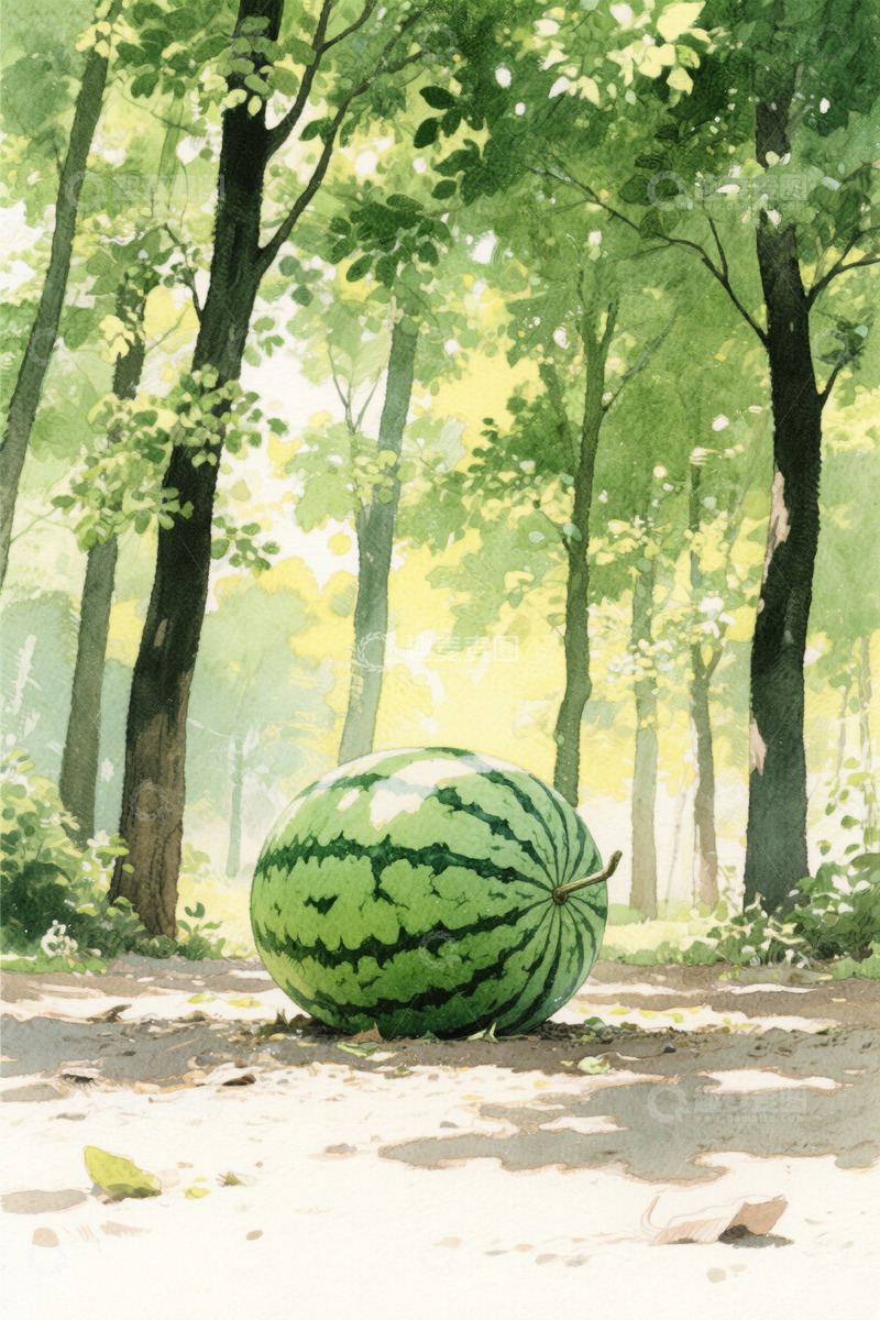 高清大图下载【趣麦麦图】森林中巨大西瓜场景