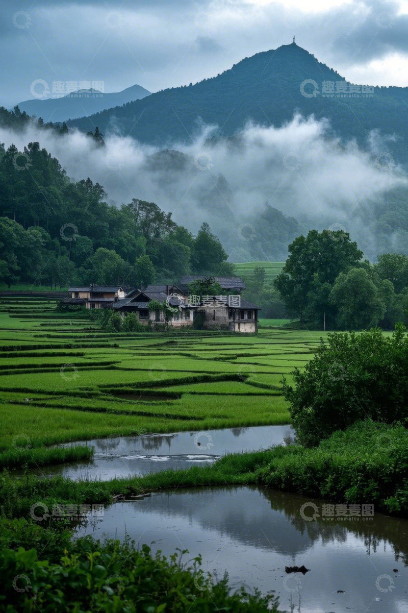 高清大图下载【趣麦麦图】乡村稻田山水自然风光