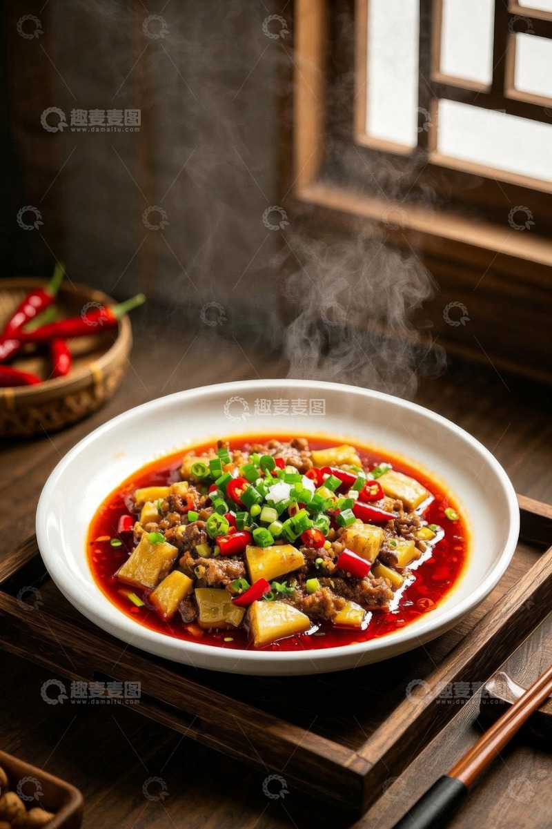 高清大图下载【趣麦麦图】中式传统菜肴热气腾腾美食