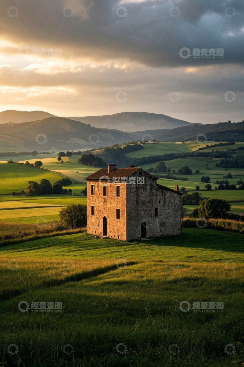 高清大图下载【趣麦麦图】田园中的古老房屋