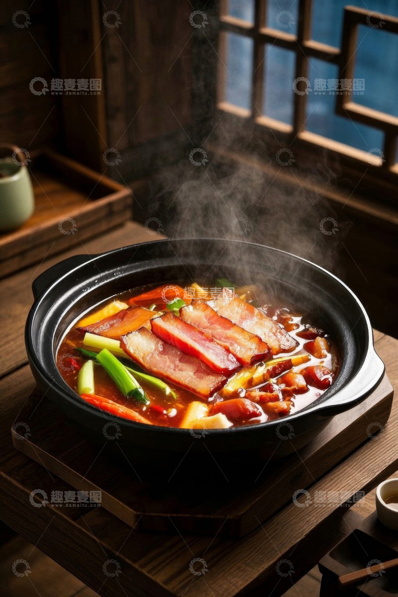 高清大图下载【趣麦麦图】热气腾腾的砂锅菜肴