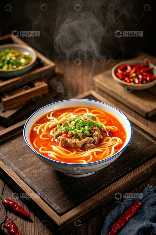 碗装牛肉米粉特写