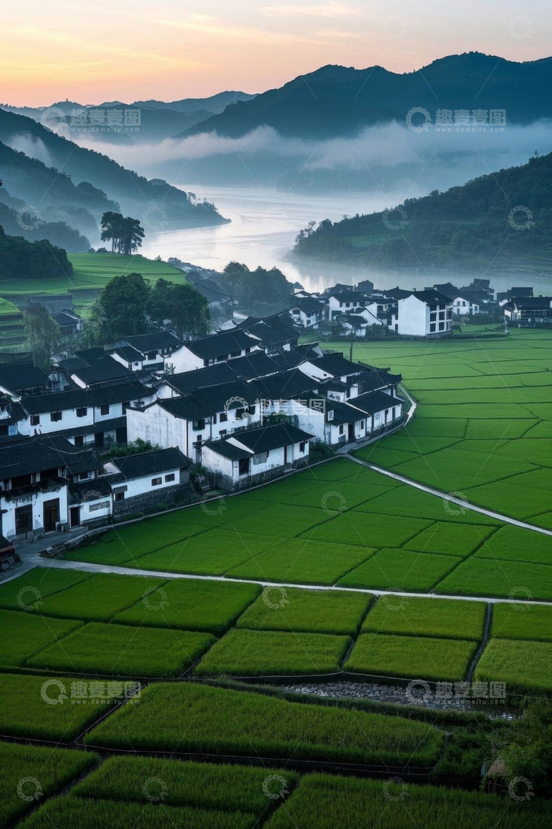 高清大图下载【趣麦麦图】乡村田园山水风光全景