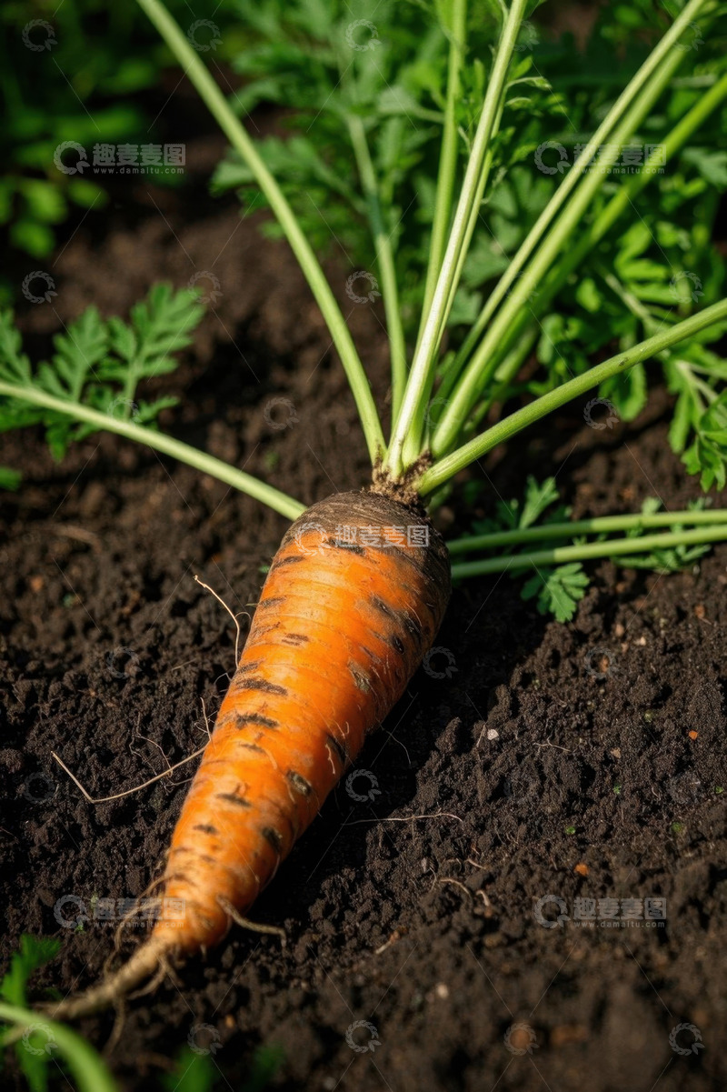 高清大图下载【趣麦麦图】田地里生长的新鲜胡萝卜