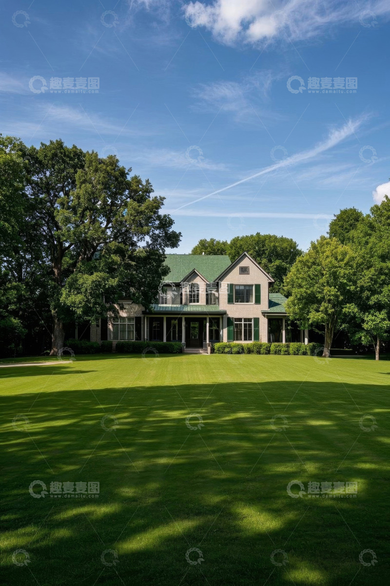 高清大图下载【趣麦麦图】独栋别墅与门前大片草坪