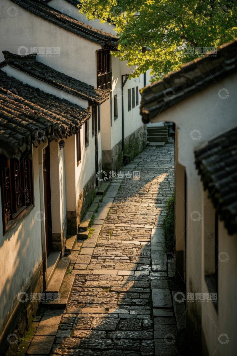 高清大图下载【趣麦麦图】江南古镇石板小巷风光