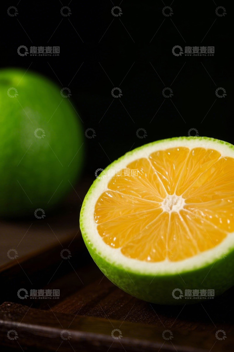 高清大图下载【趣麦麦图】切开的青橙特写