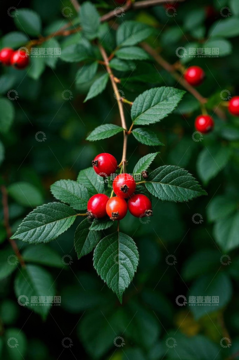 高清大图下载【趣麦麦图】红浆果与绿叶特写