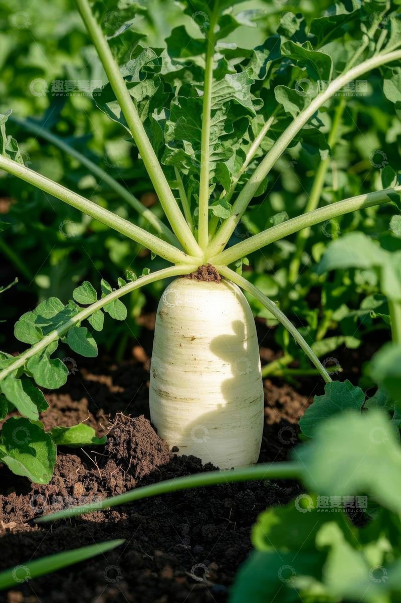 高清大图下载【趣麦麦图】田间生长的白萝卜特写