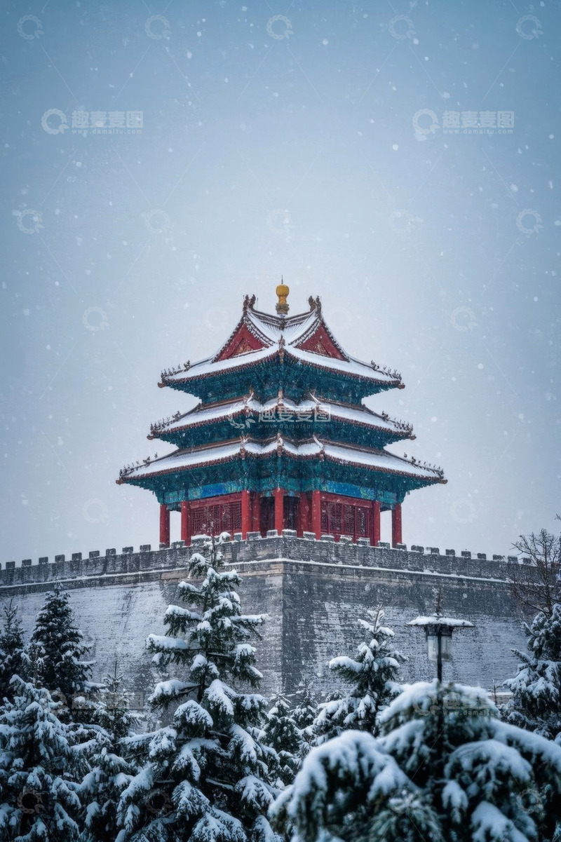 高清大图下载【趣麦麦图】故宫角楼雪景