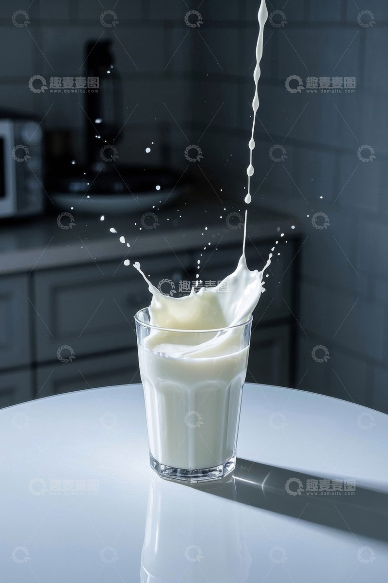 高清大图下载【趣麦麦图】玻璃杯中飞溅的牛奶
